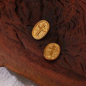 🧡18K gold plated cross stud earrings